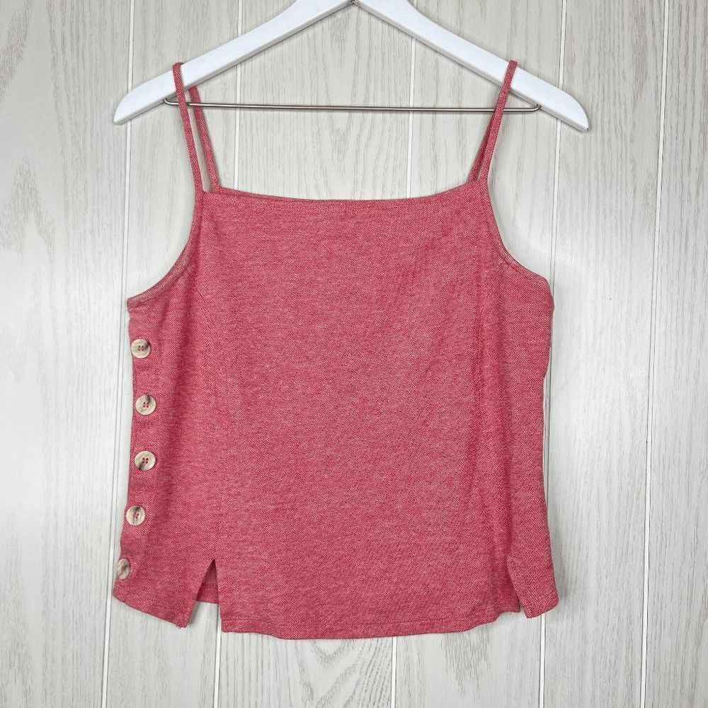 Meadow Rue Anthropologie Tank Top Side Button Women's Red Size Medium Y2K